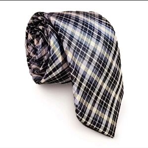 Bruno Piattelli Roma Men's Silk Tie Blue White Plaid